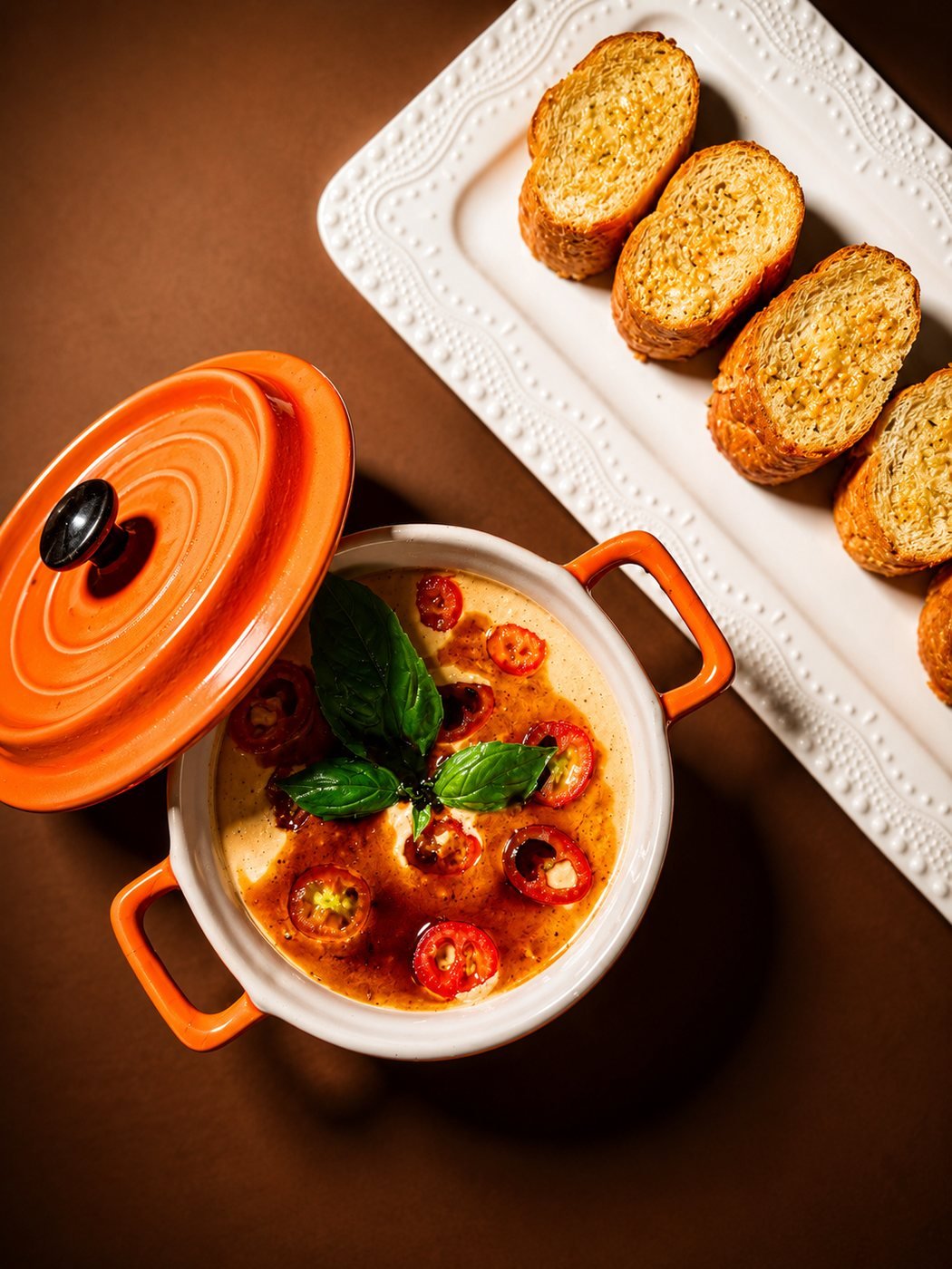 Dip Caprese con pan tostado