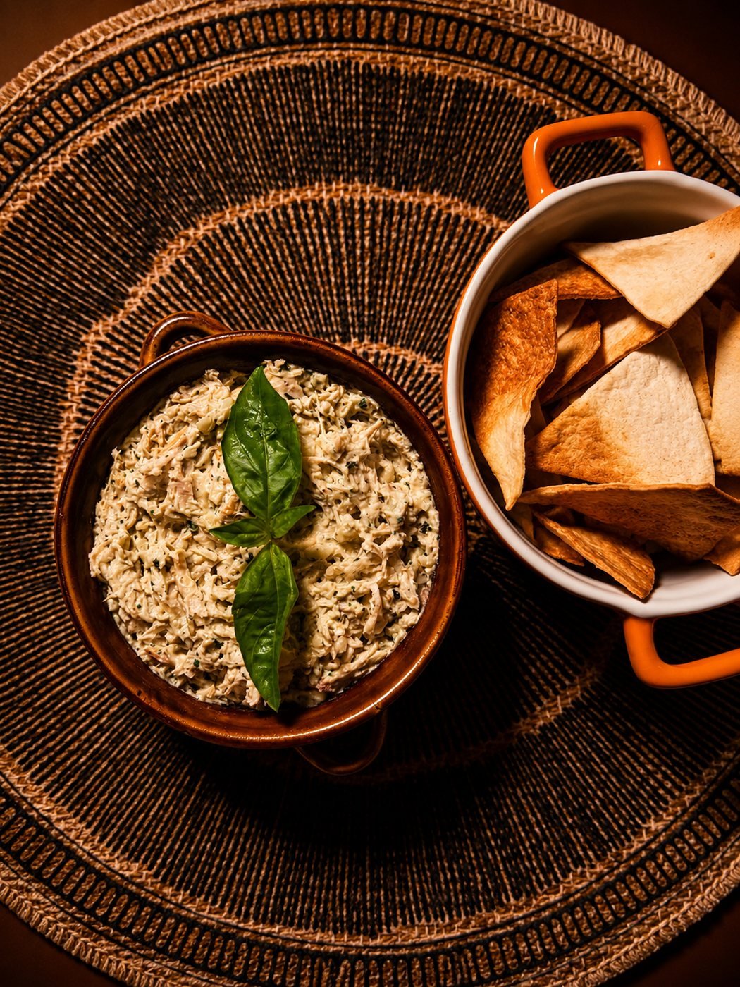 Dip Pollo & Pesto con chips